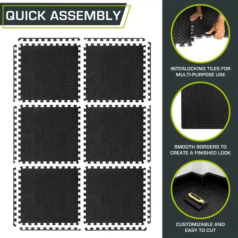 16Pcs Non-Slip Waterproof Fitness Mat Shock-Absorbing Floor Protection Splicing Exercise Mat Power Yoga Training Floor Tiles